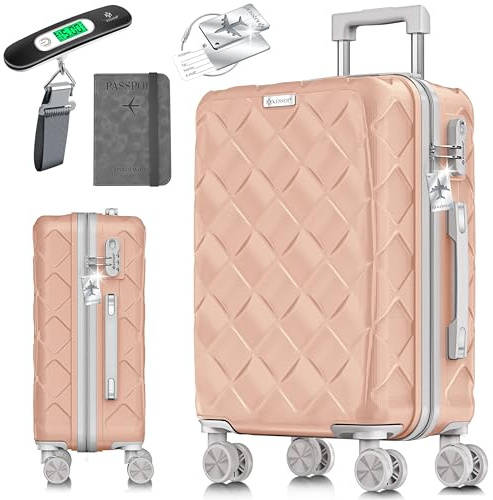 KESSER® Reisekoffer 120L Koffer ABS Hartschalenkoffer mit Zahlenschloss, Kofferwaage & Reisebrieftasche 360° Rollen | Rollkoffer für Business & Reise Trolley mit Teleskopstange & Tragegriff Nude Grey
