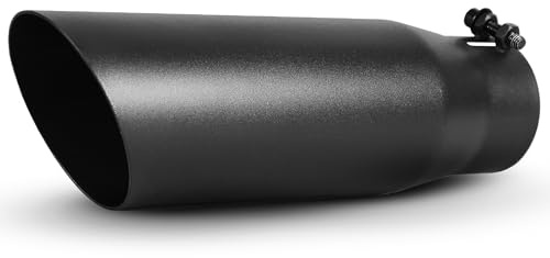 AUTOSAVER88 2.75 Inlet Black Exhaust Tip, 2.75in Inlet 3.5in Outlet 12in Overall Length Stainless Steel Powder Coated Finish Exhaust Tip, Fits 2 3/4 Inch Outside Diameter Tailpipe, Bolt On