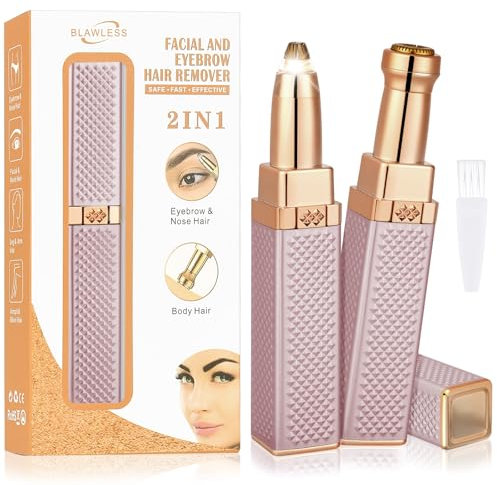 LOPHE Facial Hair Remover for Women& Eyebrow Trimmer,2 in 1 Rechargeable Facial Epilator,Including 2 Replacement Heads,Painless Shaver,Waterproof Lady Shaver for Face,Lips and Body,Pink