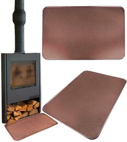 BAUSTER® Kaminbodenplatte aus Metall – Hitzeschutz für Kamin & Ofen – Pulverbeschichtet – Schwarz, Graphit oder Kupfer – 80x49 / 50x60 / 60x80 cm – Funkenschutzplatte (Kupfer, 80x49cm)