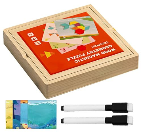 Magnetische Holzbausteine – Spielzeug 3D | Geometrisch sichere Würfel für Kinder ab 3 Jahren Haus Reise Geburtstag Mädchen und Jungen