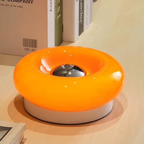 GUANSHAN Orange Donut Glas Tischlampe mit Touch-Schalter, Retro-Wiederaufladbare Glas Bedside Lampe, Romantische Atmosphäre Lampe Nachtlicht für Wohnzimmer, Wohnzimmer