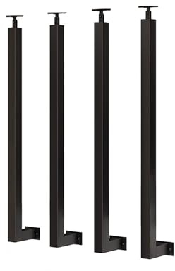 MTSYXYM 4 pcs Postes De Eje De Barandilla,barandilla de Escalera de Hierro Forjado de Montaje Lateral,Puede Girar 270 Grados, Estructura de Hierro,para Porche, Ajustable.(Nero,85cm)