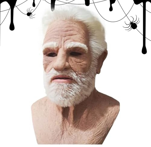 Genérico Máscara Realista de Anciano | Máscara Latex Realista Adultos Halloween | Cubre cabezas Ajustable Accesorio de Terror para Carnaval Cosplay Fiesta Navidad