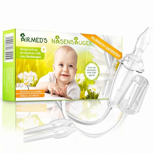 Original Airmed's Nasensauger. KLINISCH GETEST, sicher und sanft. Nasensauger Baby plus extra Saugkopf