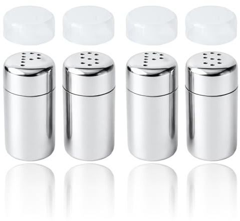 4 Stück Mini Salzstreuer für Unterwegs, Edelstahl Salz- und Pfefferstreuer, 5ml Salzstreuer Klein mit Deckel, Gewürzstreuer für Camping, Grillen, Reisen, und Restaurants
