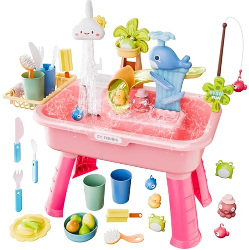Xmccvt Kids Water Table, Electric Play Sink With Pump And Running Waters, Fishing Pond Water Table Educational Toy For Boys Girls Ages 4-8 Outdoor Pool