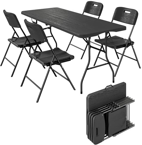 Outsunny Conjunto de Camping Plegable de 5 Piezas 180x74x74 cm Negro