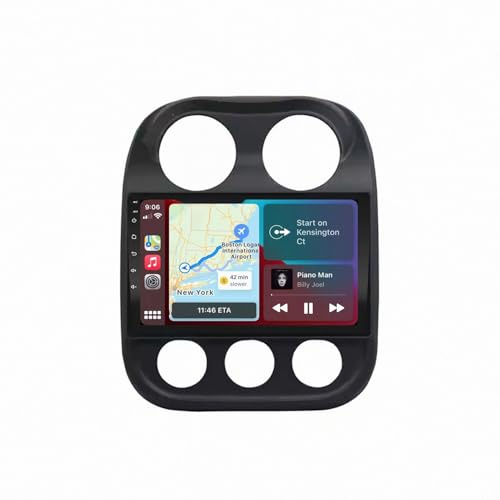 Trådlös Apple Carplay Android Auto-Skärm för Jeep Compass 2010-2016 Backkamera, Spegellänk, Bluetooth, Röststyrning, Gps-Navigering, Aux, Röstassistent, 8 Kärna 6G+128G
