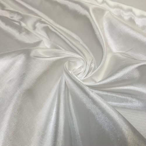 Midland Textiles Silky Habutae Satin Fabric 1 Meter, 100% Polyester Lining Fabric for Dressmaking, Lightweight Habotai Fabric Ideal for Curtains, Drape, Craft, and Decoration (White 131)