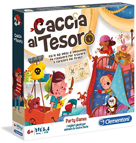 Clementoni - Caccia al Tesoro, Gioco da Tavolo, Party Game per Bambini 6+ Anni e Tutta la Famiglia, 2-12 Giocatori, Più di 80 Indizi e Indovinelli, Made in Italy, Lingua Italiana, 16153
