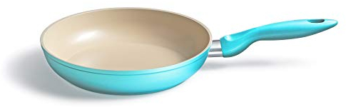 Kelomat, 1897-362, Pfanne rund 26cm Ceramic Color türkis, LBH 45,3x26,8x6,5cm, Gew. 0,849kg