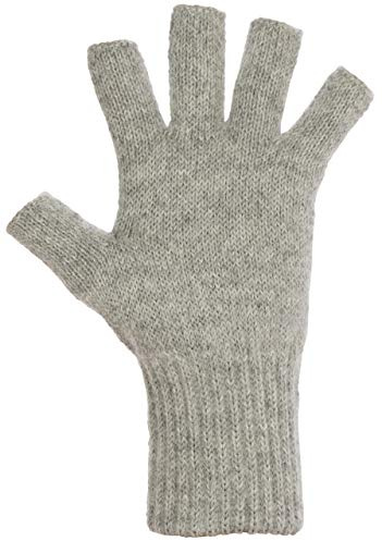 AndeanSun Darn Warm Alpaka-Handschuhe, fingerlos, beste natürliche Lösung für kalte Hände, Esche hellgrau, Small