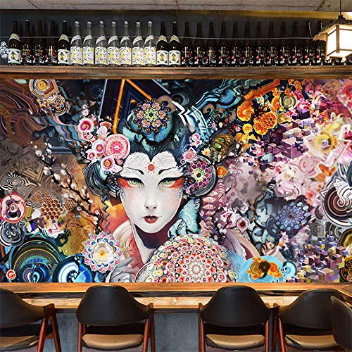 Decorazione murale pittura Carta da parati geisha giapponese tatuaggio ristorante giapponese sushi tatuaggio parete ukiyo-e carta da parati 3D fotomurali murale adesivo muro adesiva vi-200cm×140cm