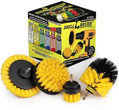 Drillbrush Giallo - Kit di spazzole rotanti per la pulizia della doccia, spazzola elettrica per bagno, spazzola per la pulizia della malta, spazzola rotante per pulire piastrelle e trapano, spazzola