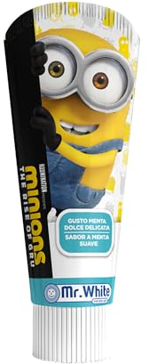 Minions Dentifricio alla menta per bambini con fluoro per gengive sane, 75 ml