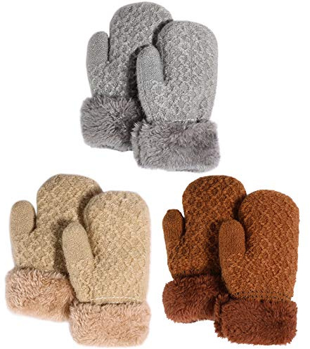 QKURT Mitones para niños pequeños, Guantes de invierno cálidos para niños con dedos completos, mitones térmicos de forro polar con forro para bebés de 1 a 3 años