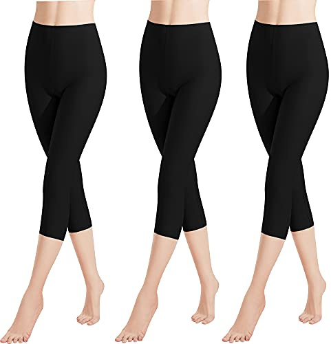 Libella 1/3-pack dam leggings 3/4 byxor bomull capri-byxor med hög midja färgglada slim fit träningsbyxor flera färger 4161 VA