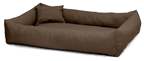 Juelle Hundebett Kunstleder Flauschiges Hundekissen für mittelgroße Hunde Weich und Elegante Hundesofa, Elmo S-XXL (80x65 cm, Hellbraun)