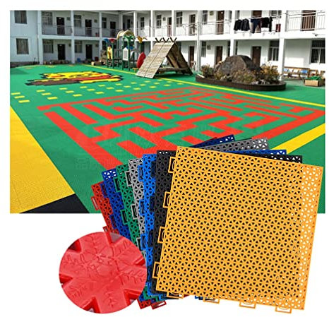 Tapis Caillebotis en Caoutchouc Carreaux De Sol Modulaires À Emboîtement pour École Maternelle, Sol Sportif De Puzzle en Plastique Coloré Intérieur Et Extérieur, 30.48x30.48CM