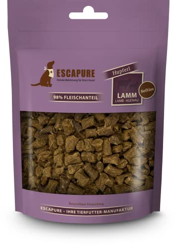 ESCAPURE Softies - Hunde Leckerli aus Lammfleisch in Premium Qualität - 98% Muskelfleisch - Softer Protein Trainingssnacks ohne künstliche Zusatzstoffe & Getreide (150g)