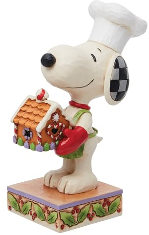 Enesco Jim Shore Peanuts Snoopy con figura de casa de jengibre