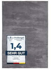 andiamo Teppich Arezzo waschbar Wohnzimmer Esszimmer pflegeleichter eleganter gemütlicher Wohnzimmerteppich Fellteppich einfarbig 80 x 150 cm anthrazit