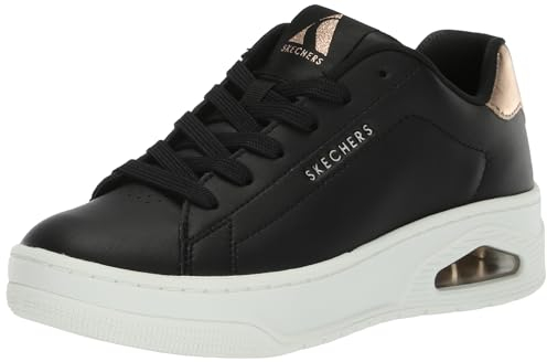 Skechers Women's Uno Courted Style, Black Leather/Rose Gold Duraleather, 7 UK