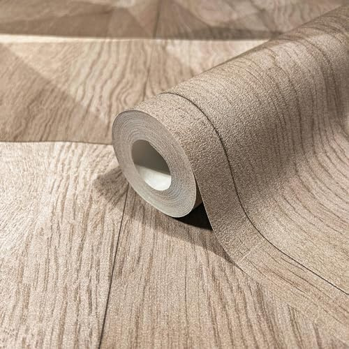 marburg Tapete Beige Braun Holzoptik Natur GZSZ für Wohnzimmer oder Schlafzimmer Made in Germany 10,05 x 0,53m
