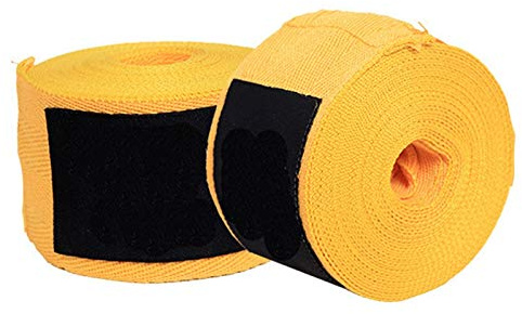 Obahdirry 1 Paar Baumwollbandagen für Kickboxen, Bandagen für Taekwondo, Muay Thai, Gelb