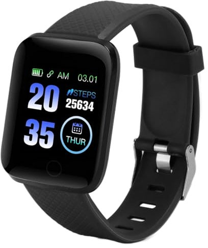 1.3 Inch Smart Watch forIOS, Waterproof Fitness Tracker, Step Count, Music Playback, Call Reminder, Message Reminder, Stylish Design, IP67 Waterproof Watch (Black)