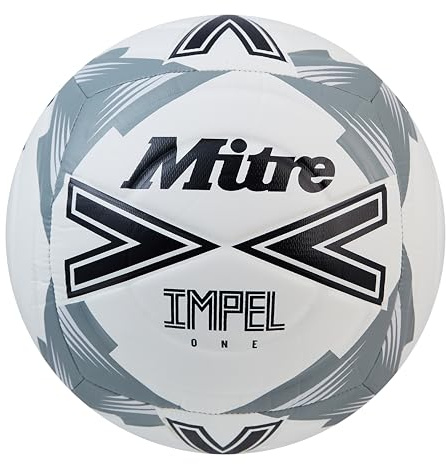 Mitre Adult Impel One 24 Football, White/Black/Circular Grey, 5