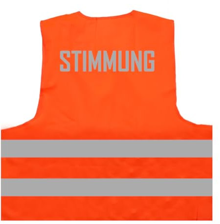Stimmung lustiger Karneval Fasching Spruch Warnweste BZW. Signalweste mit reflektierendem Aufdruck - Größe S/M, orange
