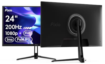 Pixio PX248 Wave 24 inch 200Hz Refresh Rate FHD 1080p Resolution Fast IPS Panel 1ms GTG Response Time Built-in Speakers Gaming Monitor with Adaptive Sync
