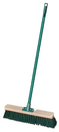 HOMESHOPA Heavy Duty Outdoor Broom Sweeping Brush, Stiff PVC Bristle Wooden Head with Metal Handle, Sweeping Broom for Cleaning Gardens, Yards, and Driveways (Head Size - 60cm)