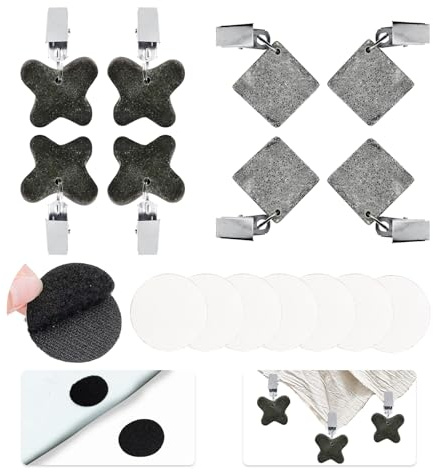 SNAIL GARDEN 8 Stück Schmetterling & Quadrat Tischdecke Gewichte mit 8 Stück Klettverschluss,Naturstein und Metall Tischdeckenbeschwerer Extra Schwer Geeignet für Innen und Außen, Insgesamt 280g