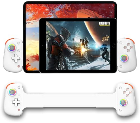 Megadream Game Controller for iOS/Android, Supports iPad Pro 13-inch, Phone Tablet Wireless Gaming Controller Bluetooth Gamepad for PC Switch Xbox PS4 for COD/Genshin,Emulators (white)
