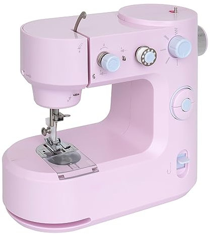 Nähmaschine für Anfänger mit Eingebautem LED-Licht und Fußpedal, Elektrische Nähmaschine, Haushaltsnähmaschine, Multifunktionsnähmaschine (Rosa)
