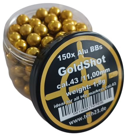 Gold-Shot 150 bolas de aluminio Cal. 43 ideales para T4e Glock 17, PPQ, M&P9, etc. ¡Mejor munición Cal.43 t4e!