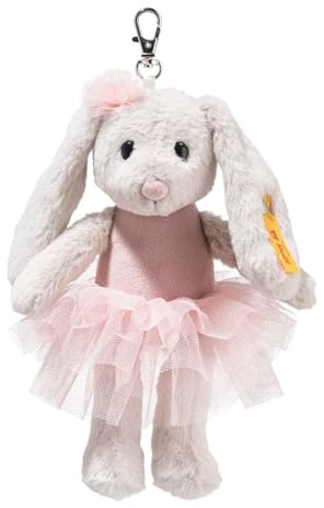 Steiff Anhaenger Hoppie Baletthare, 16 cm, färgglad, mjukisdjur med hängande öron, fluffig nyckelring i balettoutfit, gosedjur, lyckobringare för flickor och pojkar, maskintvättbar