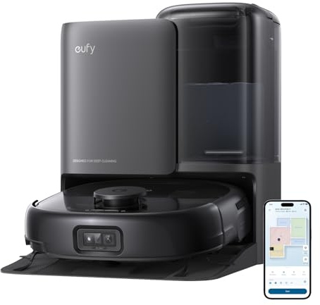 eufy E25 Omni Robot Vacuum Cleaner with Mop, HydroJet System, 20,000 Pa Turbo Powerful Suction, Zero Tangling, Corner-to-Edge Deep Cleaning and Mop Lifting, with Auto All-In-One Station