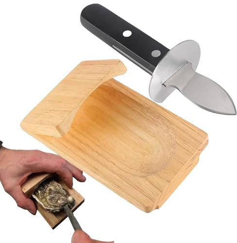 Austernmesser und Austernklammer, Edelstahl Austernöffner mit Austernklemme Set, Austernschäler Handschutz Meeresfrüchte Werkzeug, Schalentieröffner für Zuhause Restaurant Party Camping Picknicks