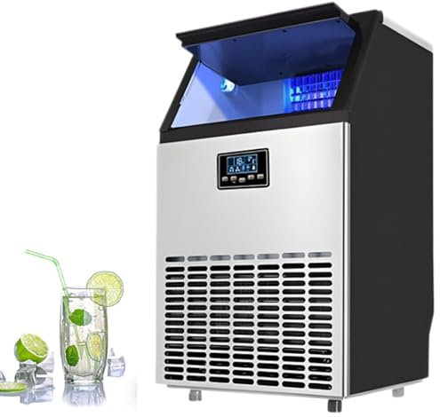 Máquina para hacer cubitos de hielo, máquina para hacer cubitos de hielo profesional, máquina para hacer cubitos de hielo industrial de acero inoxidable, forma cúbica, refrigeración,68KG/24H