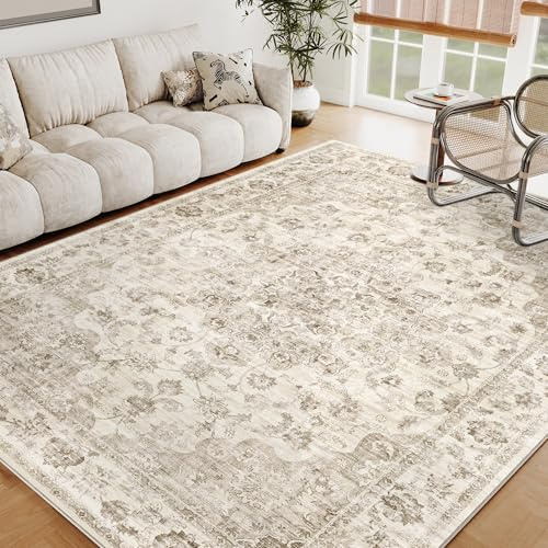 Vintage Beige Waschbarer Teppich Wohnzimmer 160x230cm Retro Rugs for Living Room Weich rutschfest Groß Tepich Kurzflor Schlafzimmer Carpet Living Room Bedroom Esszimmer Teppiche Büro