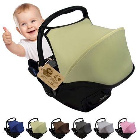 Capota parasol compatible con Maxi Cosi Cabrio Fix (beige) | Para portabebés, protección solar, protección UV 50+, duradero y resistente, incluye almohadilla para cinturón de seguridad