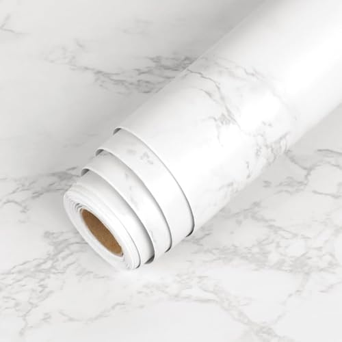 LaCheery Marmor Klebefolie Möbel Grau Weiß Arbeitsplatte Folie Küche 40cm x 200cm Vinyl Möbelfolie Marmoriert Küchenfolie Selbstklebend Schränke Küche Folieren Wasserdicht Deko für Schränk Kommode