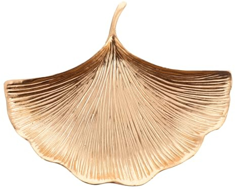 LRXIYODE Plateau de Rangement Forme Ginkgo Doré Coupelle Vide Poche Décorative Compacte et pour Bijoux et Ornements Accessoire de Table Multifonctionnel