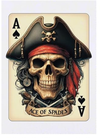 Azeeda 'Pirate Ace Of Spades' Temporary Tattoo - A6 (TO00089613) | Water Resistant Skin Safe Transfer for Parties, Costumes and Gifts