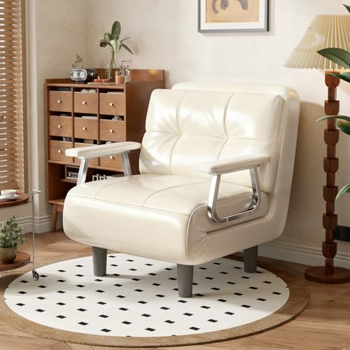 Fabulcozy - Calentador de sofá cama de 1 plaza, de piel sintética convertible desmontable y cojín suave, gran comodidad para salón y oficina