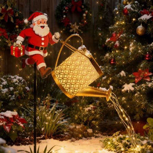 Luces Solares Navideñas: Decoración de Jardín Led de Papá Noel Ip65, Luces Solares Navideñas Para Hervidor, Para Decoración de Pasarelas de Patio Al Aire Libre, Regalos Únicos de Navidad Warm Light